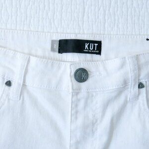 Kut From The Kloth Gidget Fray White Denim Shorts Raw Hem Stretch Size 2
